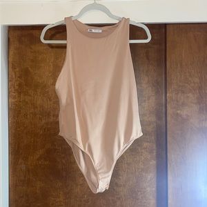 Zara nude high neck bodysuit